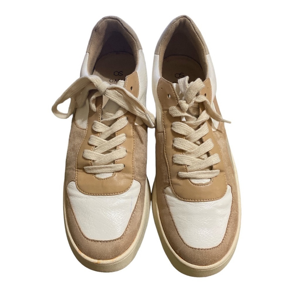 OASIS SOCIETY Tan Suede + White Leather SNEAKERS LILLIAN NUDE TENNIS WOM… - Picture 4 of 12